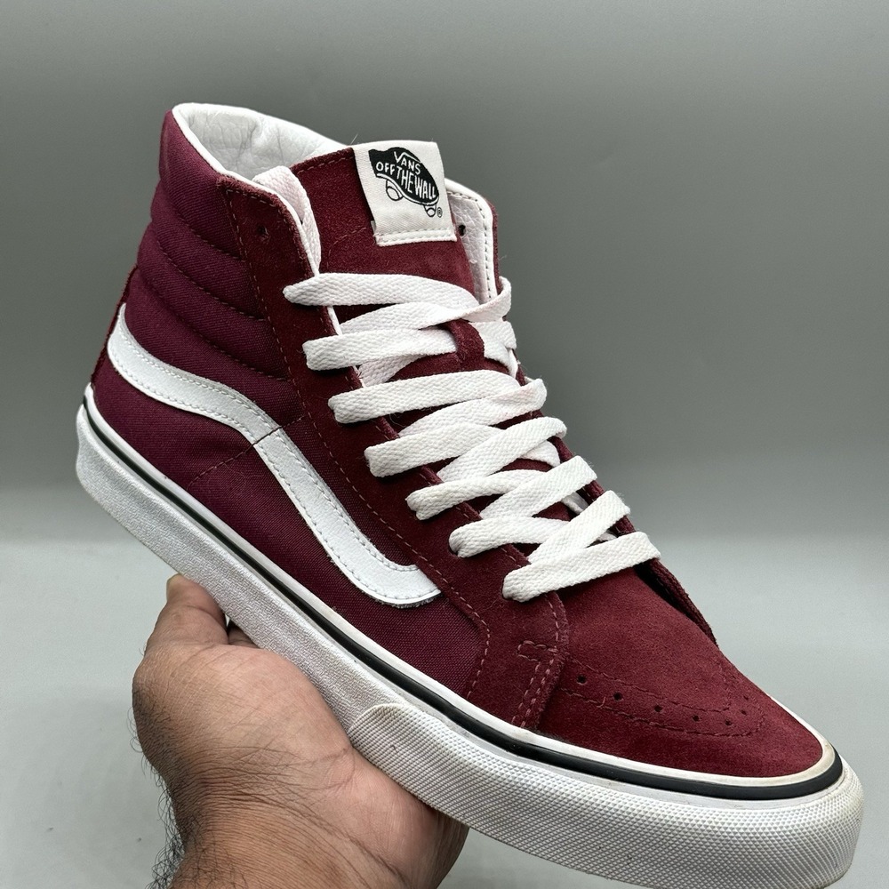 Vans High Top Sneakers  Men Size 7.5 Women 9 Off The Wall Canvas Maroon